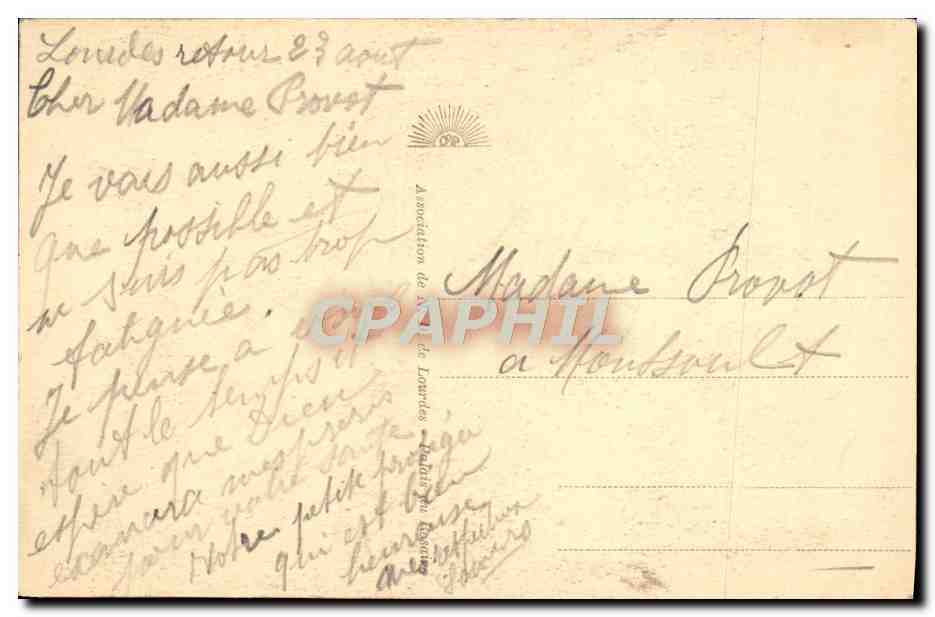 CPA Lourdes Le Chateau Fort — Verso
