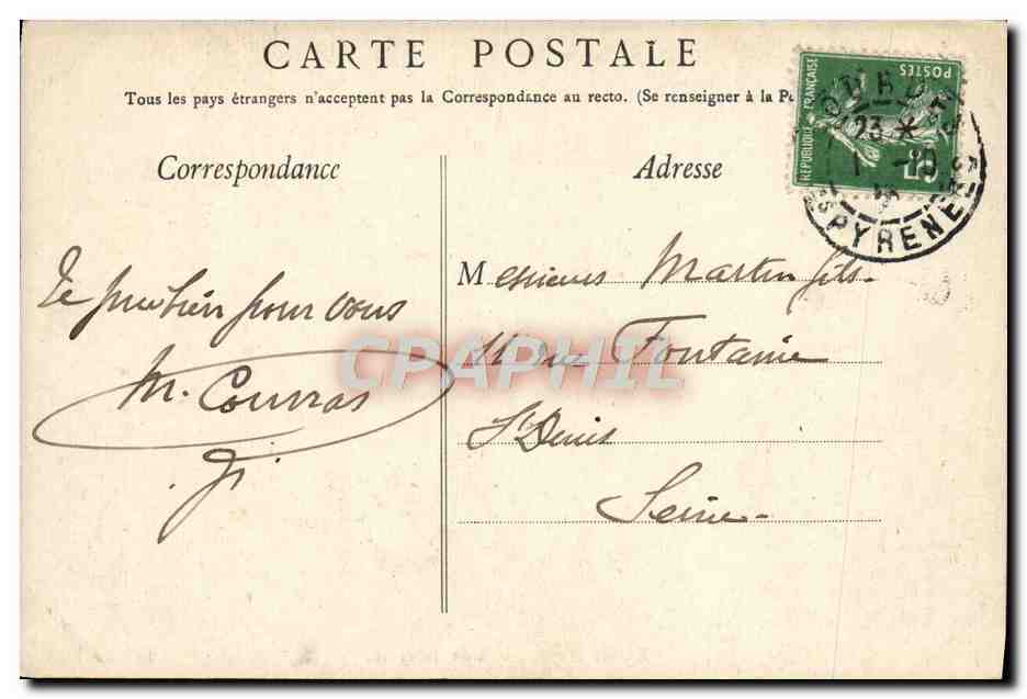 CPA Lourdes Vue Generale  — Verso