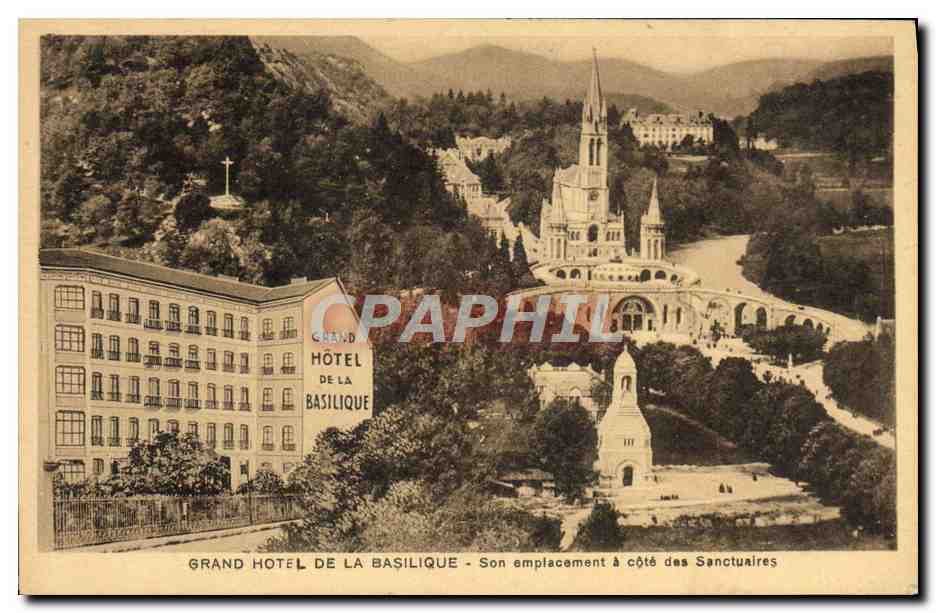 CPA Grand Hotel De La Basilique Son Emplacement Lourdes