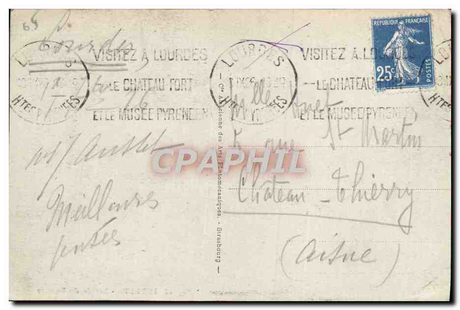 CPA Lourdes Entree du Rosaire — Verso