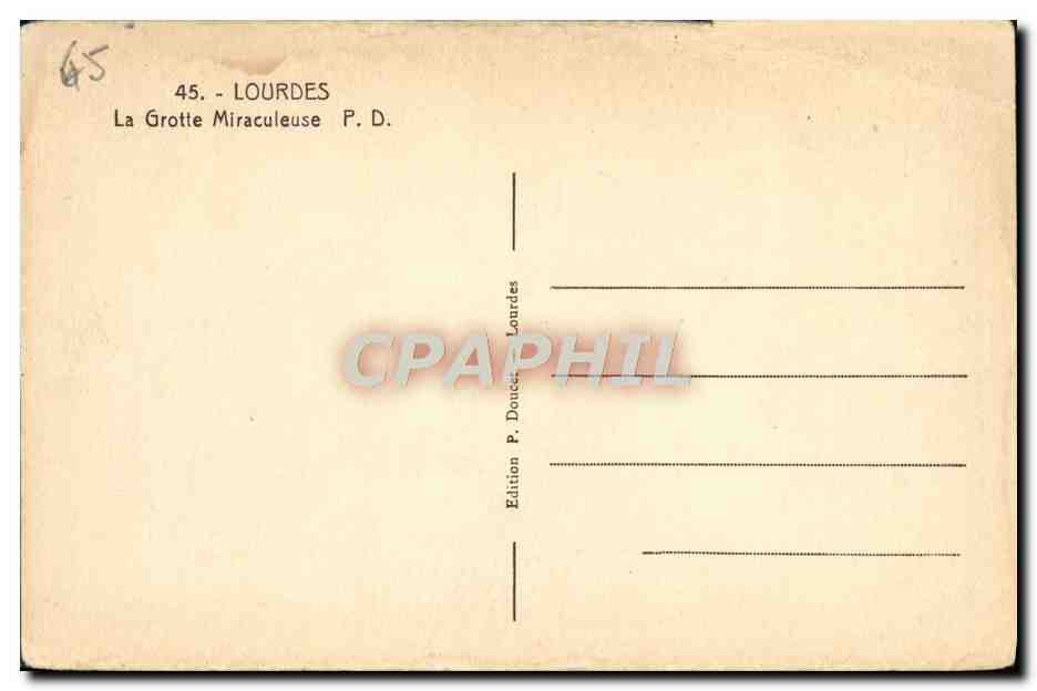 CPA Lourdes La Grotte miraculeuse  — Verso