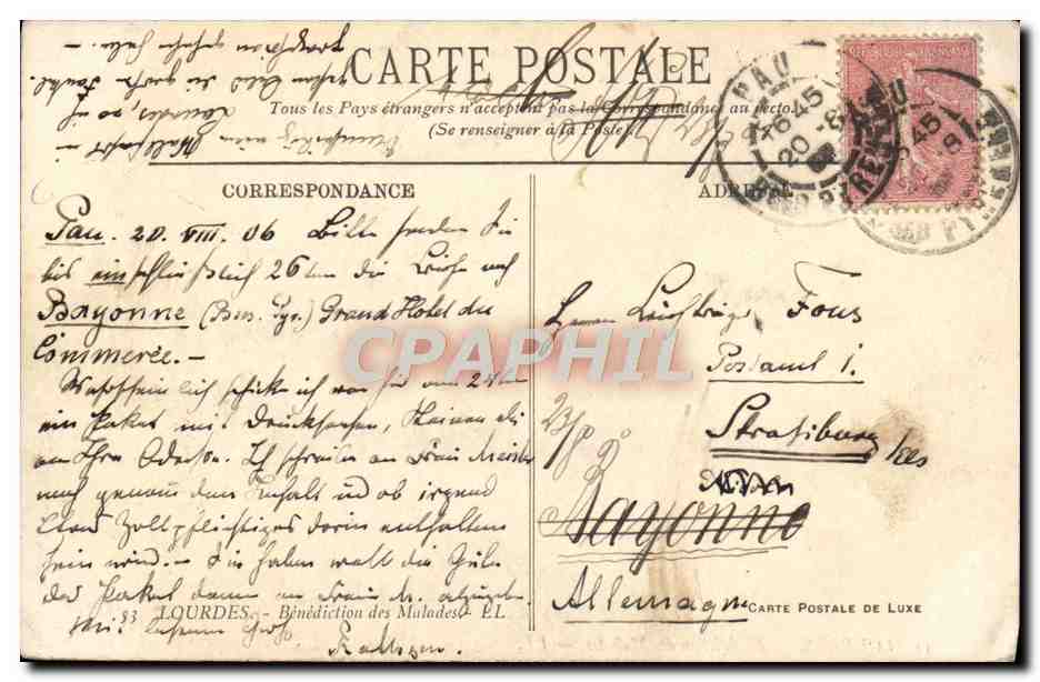 CPA Lourdes Benediction Des Malades — Verso