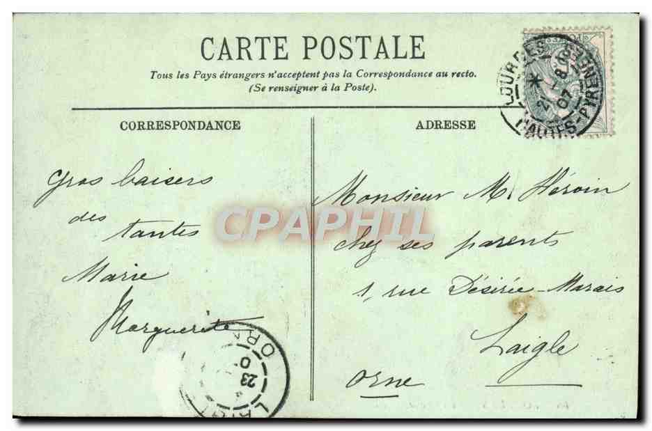 CPA Lourdes La Grotte — Verso