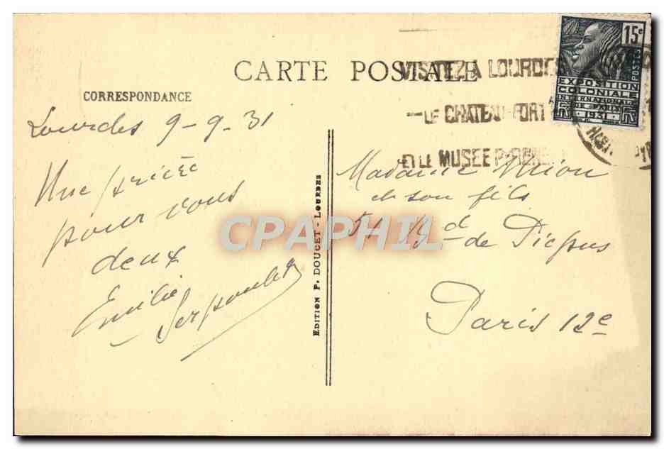 CPA Lourdes Benediction des Malades — Verso