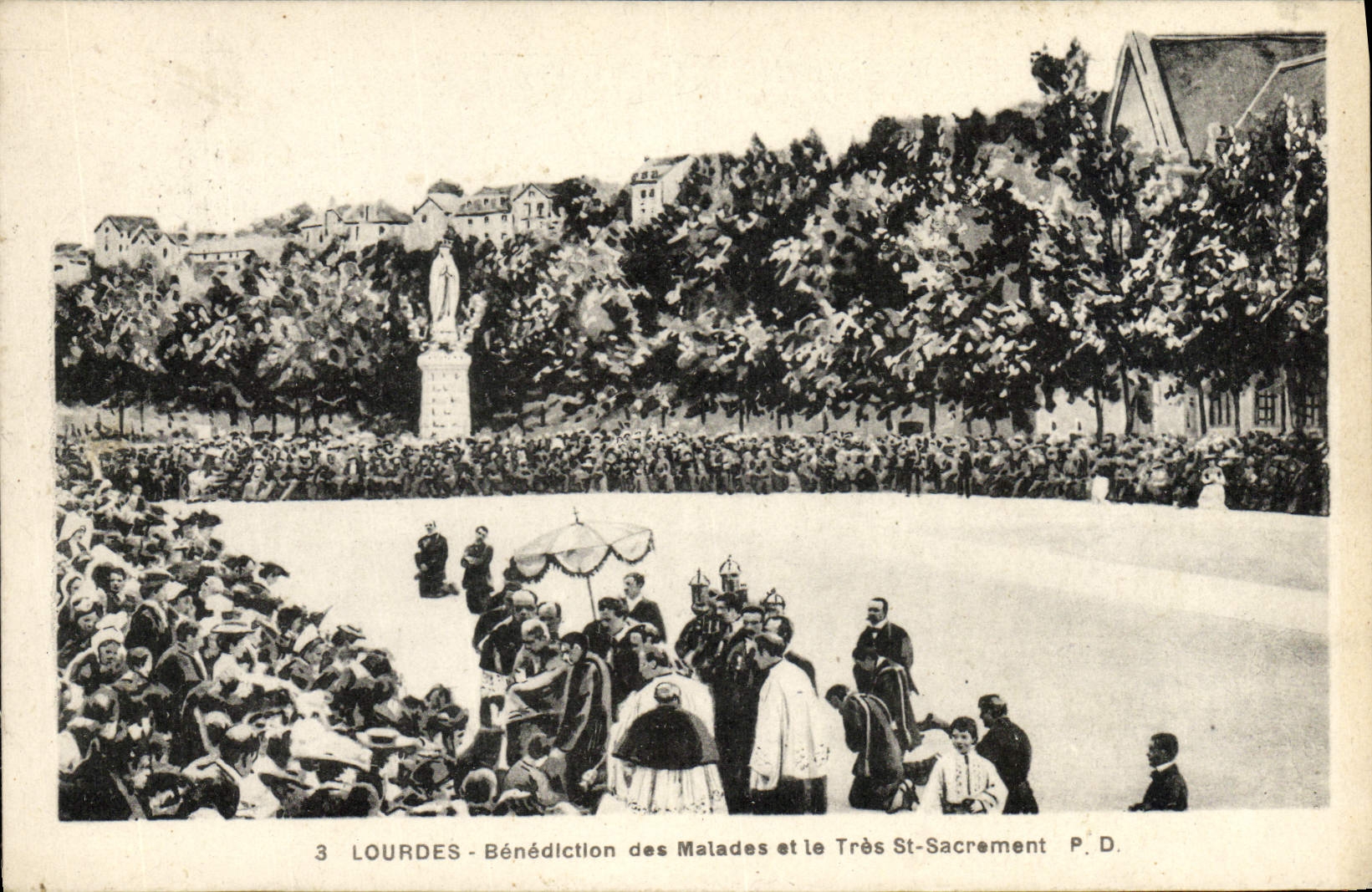 CPA Lourdes Benediction des Malades et le Tres St Sacrement