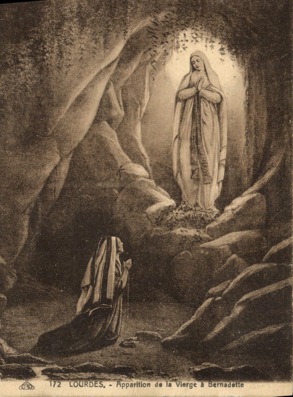 CPA Lourdes Apparition de la Vierge a Bernadette