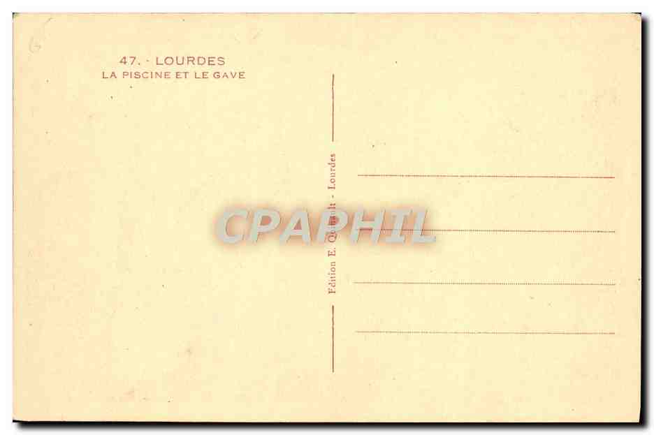 CPA Lourdes La Piscine Le Gave — Verso