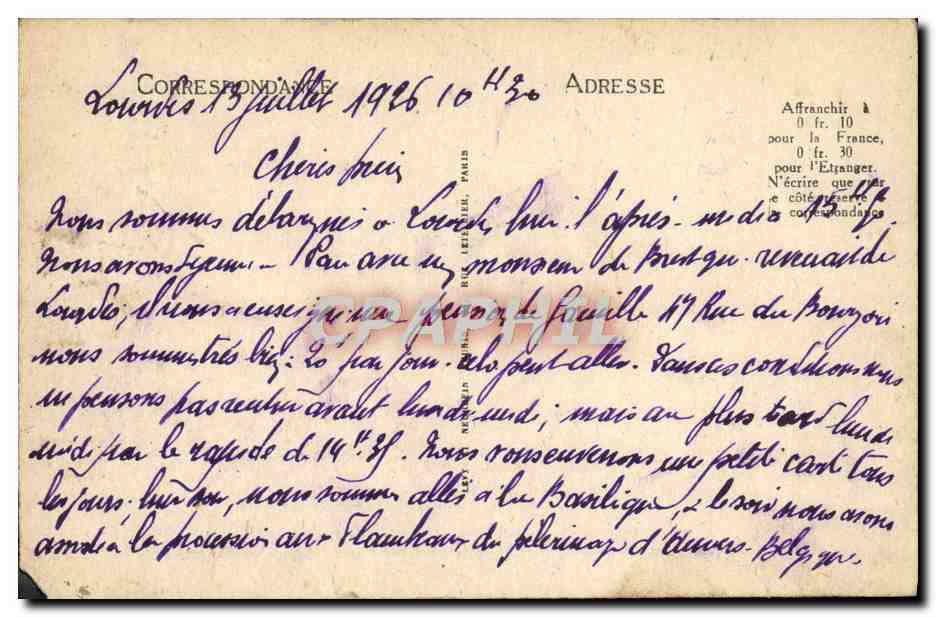 CPA Lourdes La Vallee D'Argeles et la Chaine des Pyrenees Vues du Pic du Jer — Verso