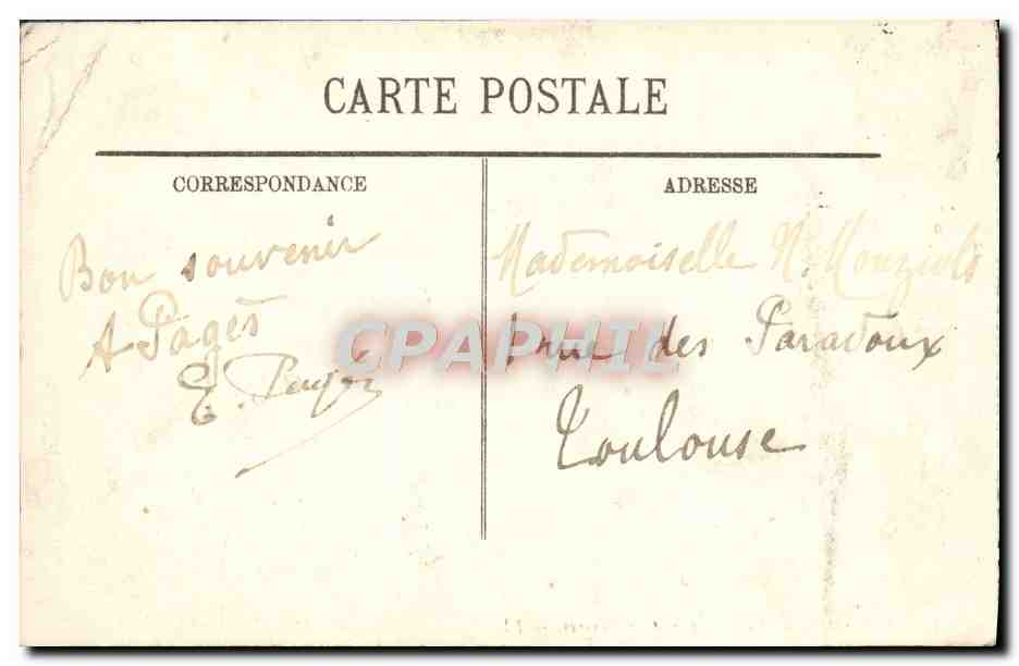 CPA Lourdes La Basilique et les Piscines — Verso