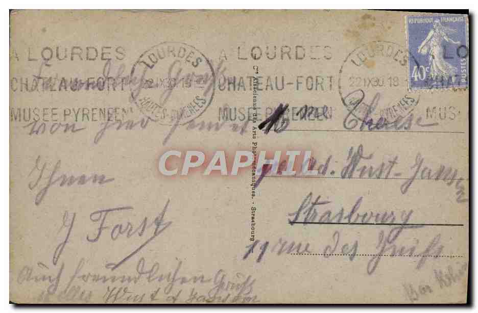 CPA Lourdes La Grotte  — Verso