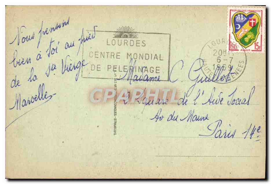 CPA Lourdes La Grotte  — Verso