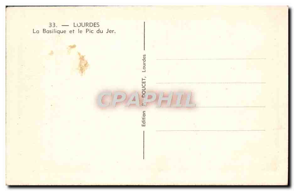 CPA Lourdes La Basilique et le Pic Du Jer Moutons — Verso