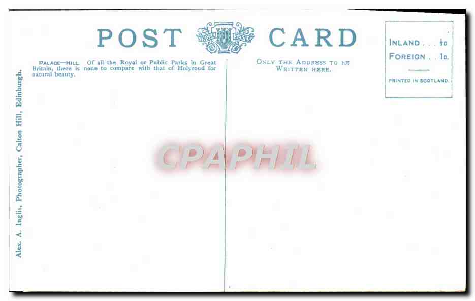 CPA Holyrood Palace & Arthur's seat Edinburgh — Rückseite