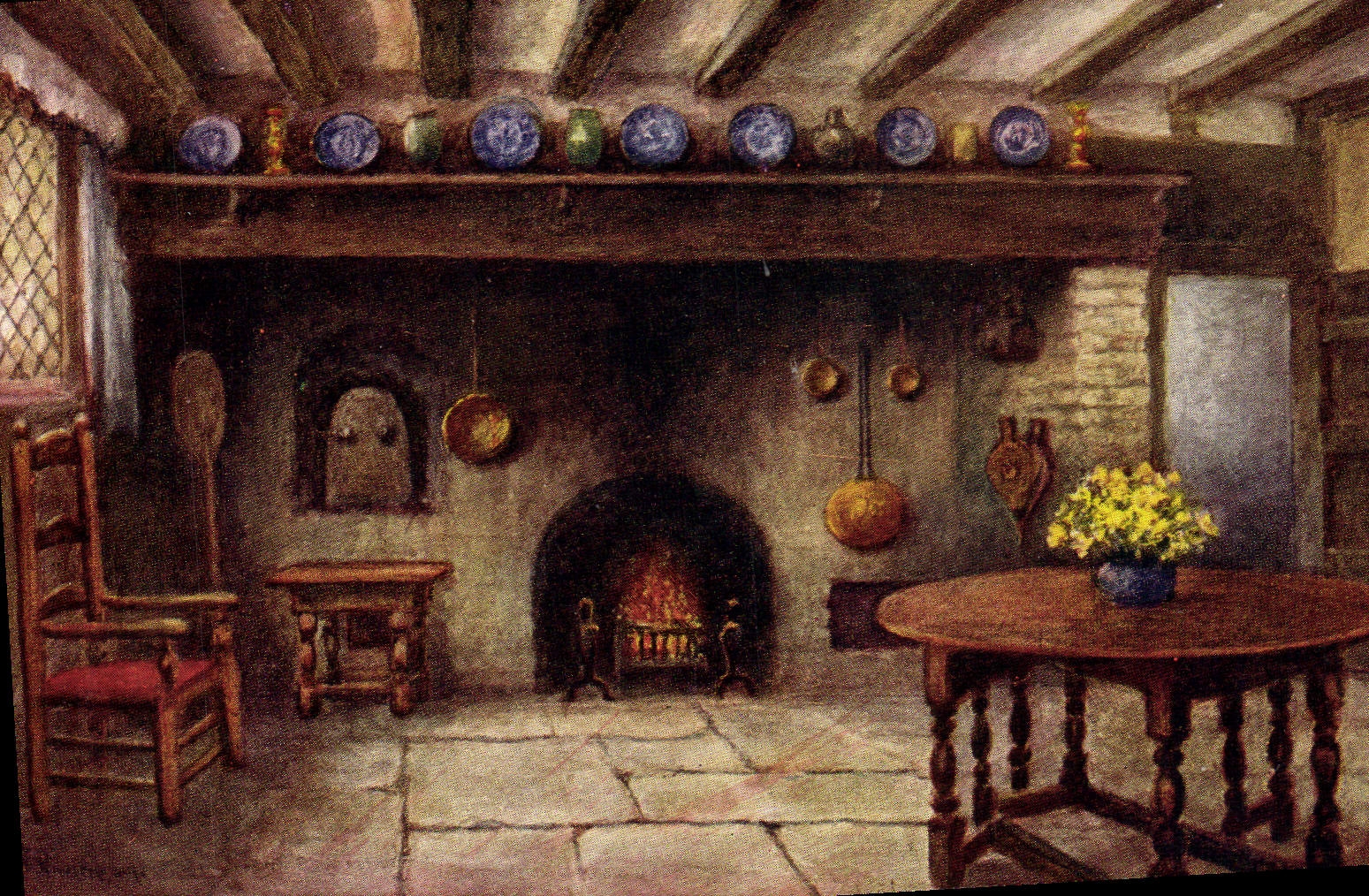 La cuisine — Anne Hathaway's Cottage — Stratford-upon-Avon — éditeur J. Salmon Ltd., série 3685