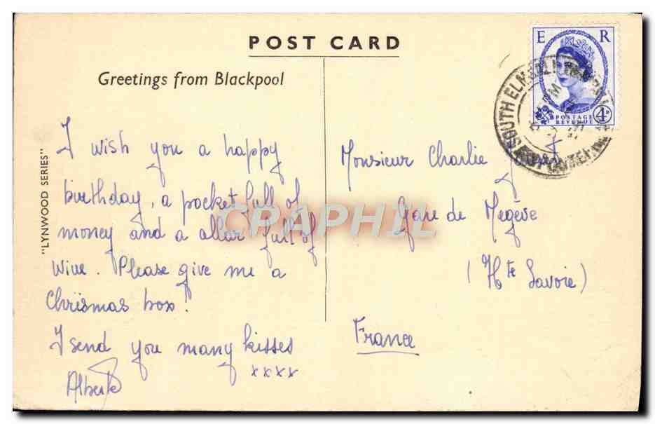 CPA Talbot Square Blackpool — Rückseite
