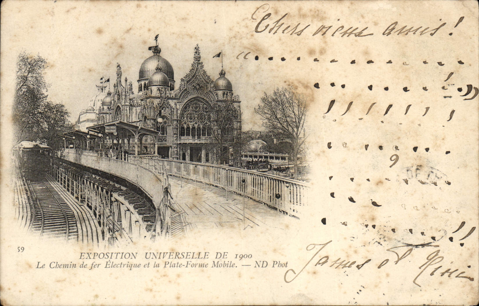 CPA Paris Exposition Universelle de 1900 Le chemin de fer electrique et la plateforme mobile