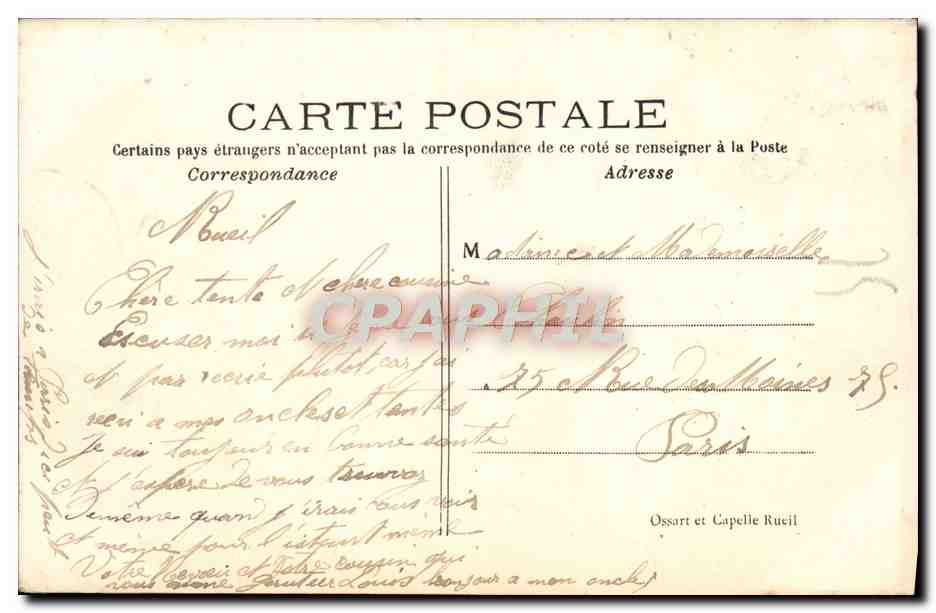 CPA Rueil Le Chateau de la Malmaison sous l'Empire Cour d'honneur  — Rückseite
