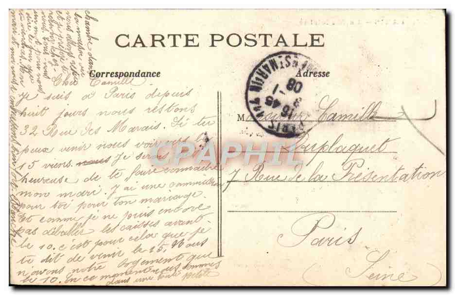 CPA Paris La Madeleine — Rückseite