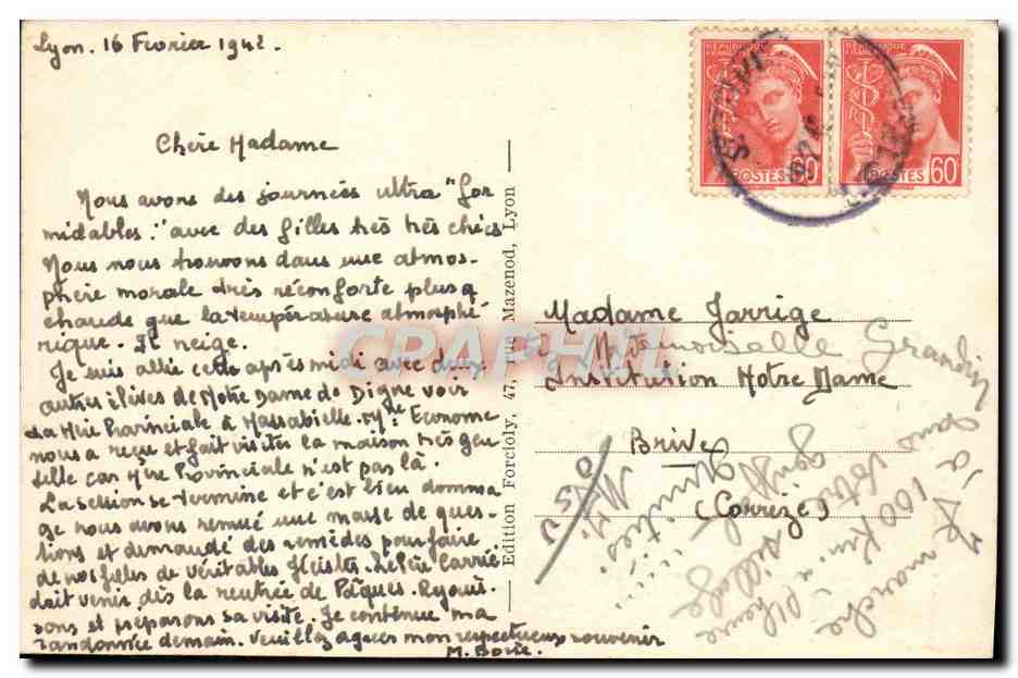 Abside de la Basilique de Notre-Dame de Fourvière — Lyon — Édition Lyon Illustre — Verso