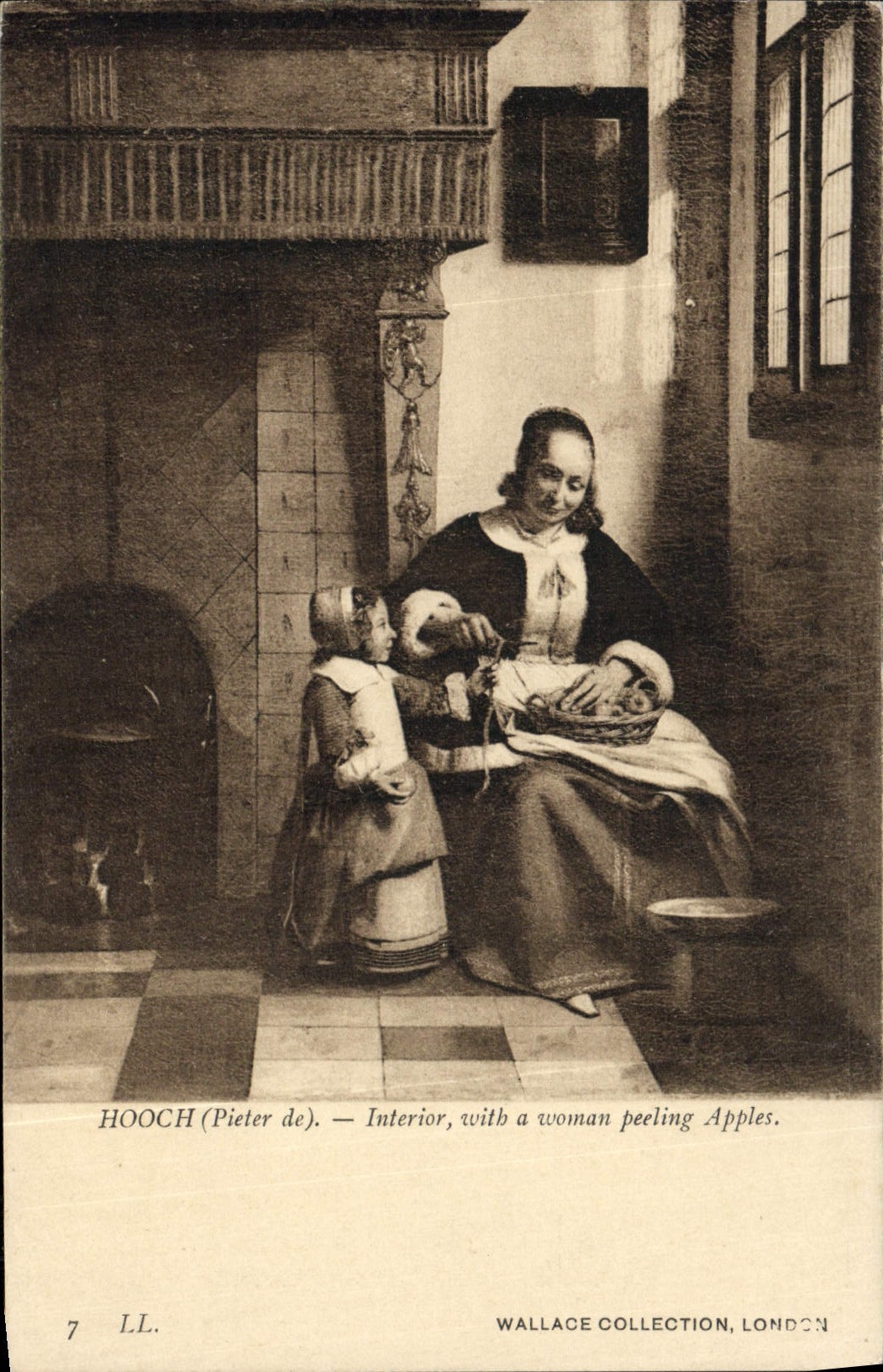 CPA Hooch Interior With a Woman peeling apples Wallace collection London 