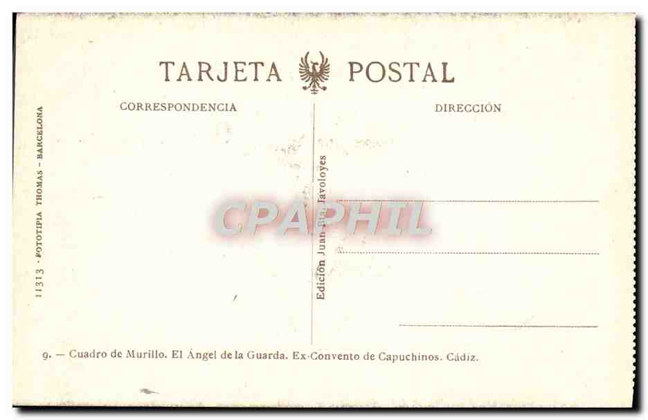 CPA Cuadro de Murillo El angel de la Guarda Cadiz  — Verso