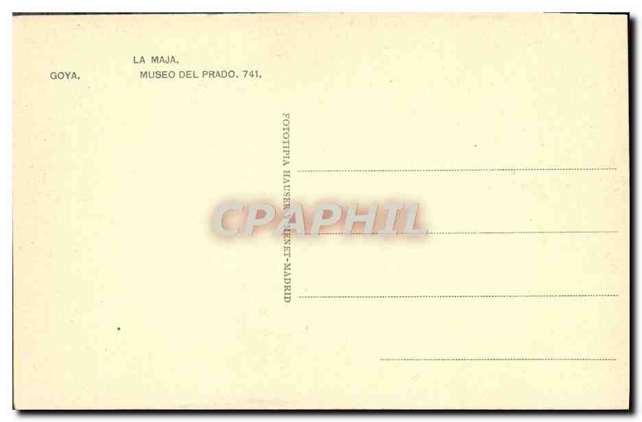 CPA Goya La Maja Museo Del Prado — Verso