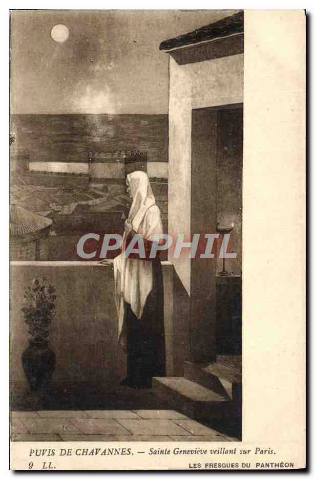 CPA Paris Puvis De Chavannes Sainte Genevieve Veillant sur Paris Fresques du Pantrion