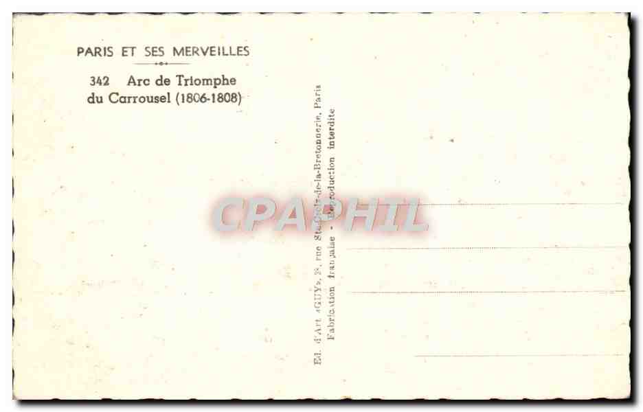 CPM Paris Et Ses Merveilles Arc De Triomphe du Carrousel — Rückseite