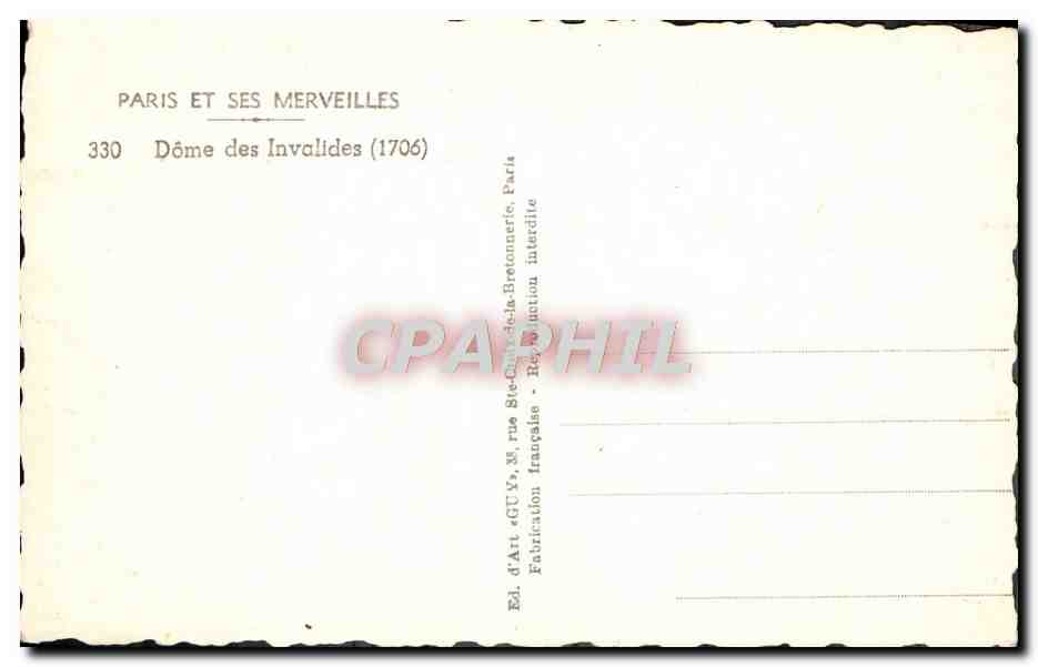 CPM Paris Et Dome Des Invalides — Verso