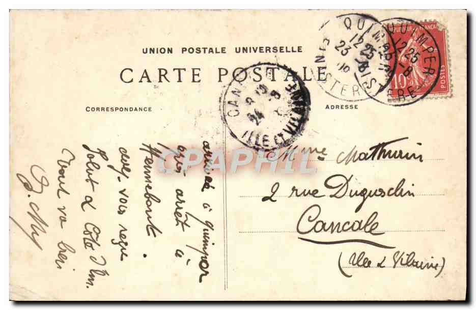 CPA Quimper Vue Generale L'eveche  — Rückseite