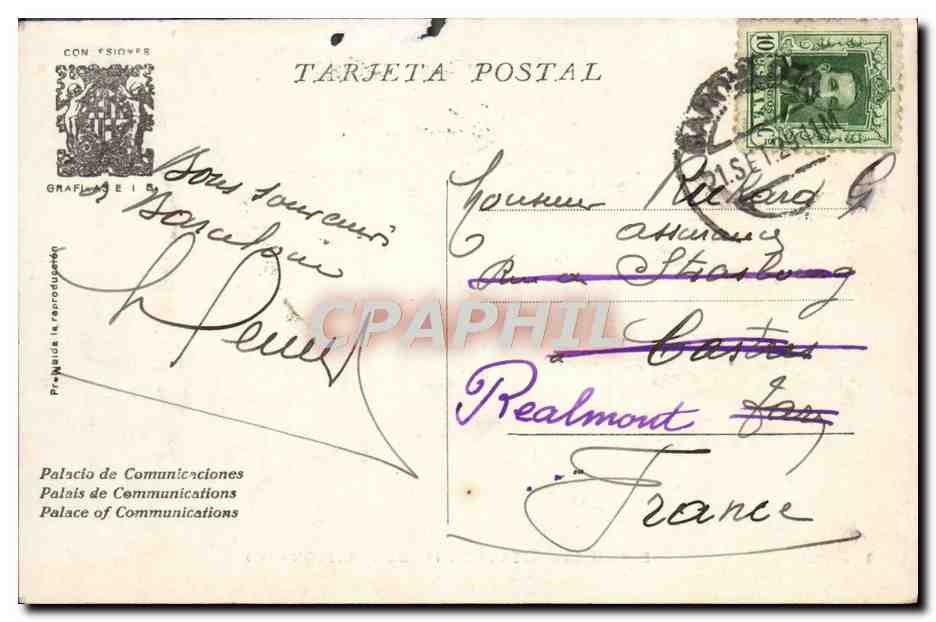 CPA Exposicion Internacional De Barcelona 1929 — Rückseite