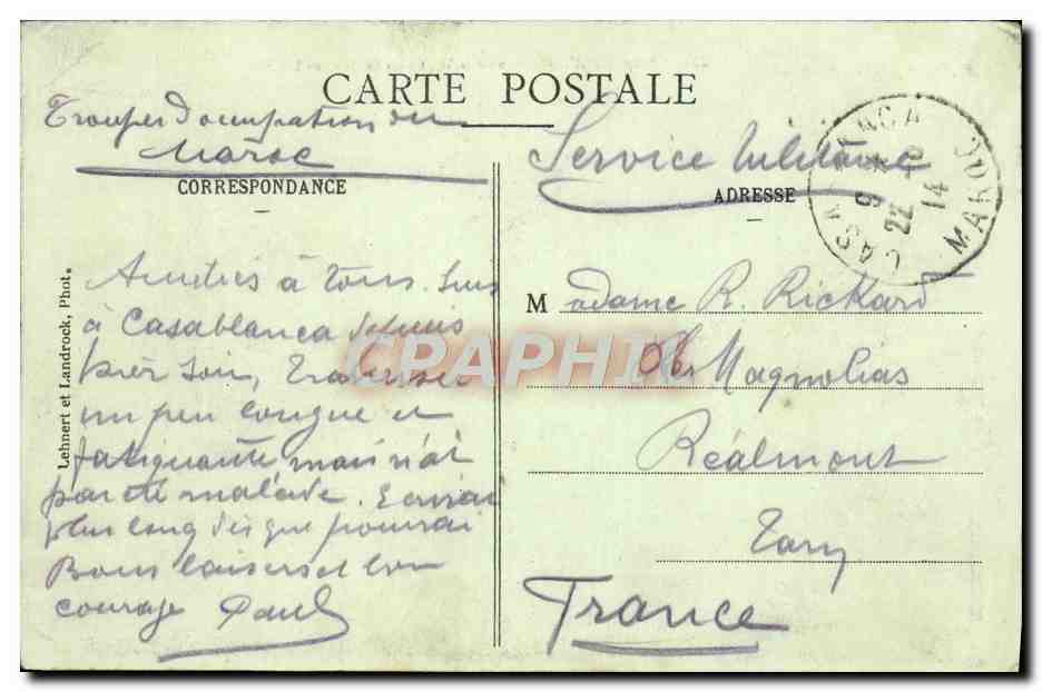 CPA Voyage d'un harem a travers le desert Chameau  — Rückseite