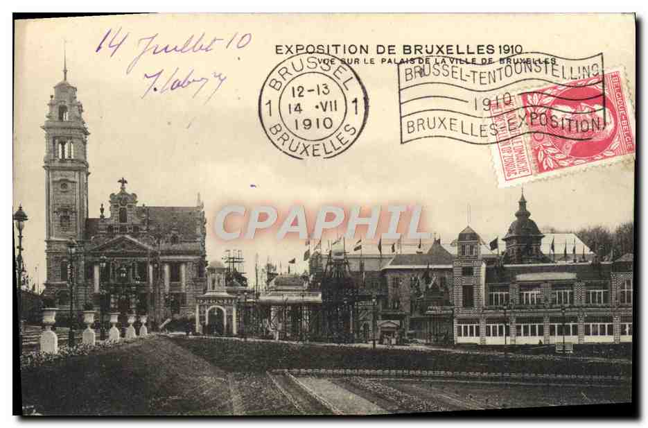 CPA Exposition De Bruxelles 1910 Vue sur le palais de la ville de Bruxelles