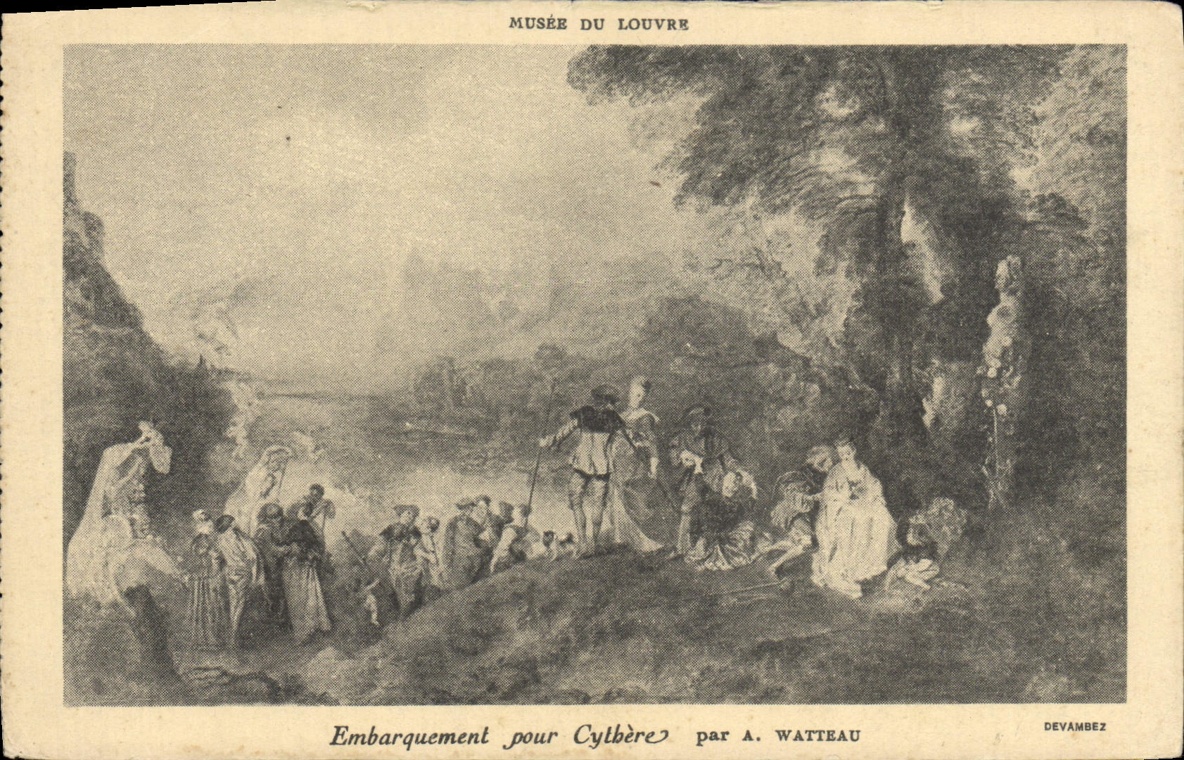 Antike Ansichtskarte Museum des Louvre Abfahrt nach Kythera Watteau