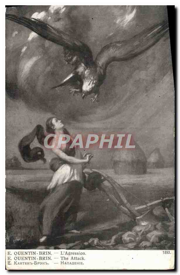 CPA Quentin Brin L'Agression Aigle Rapace