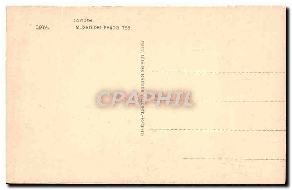 Die Hochzeit — Goya — Fototypie von Hauser & Niet, Madrid, Nr. 799 — Rückseite