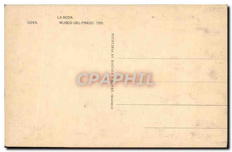 CPA La Boda Museo Del Pardo Goya — Verso