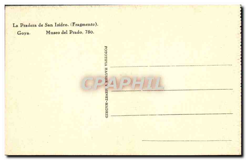 CPA La Pradera De San Isidro Goya Museo Del Prado — Verso