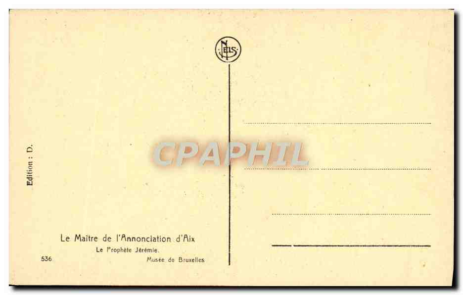 CPA La Maitre De l'Annonciation d'Aix Le Prophete Jeremie Musee De Bruxelles — Verso