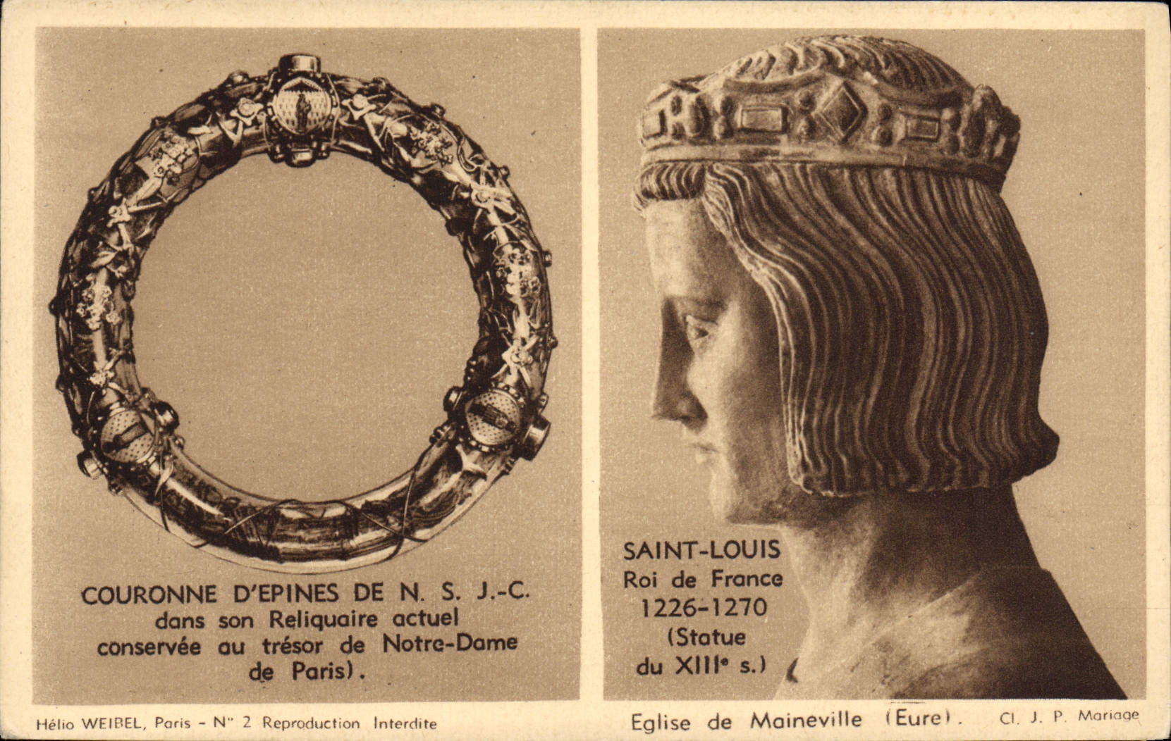 Couronne d'épines de N.S.J.-C. — Statue de Saint-Louis — Hélio Weibel, Paris - N° 2