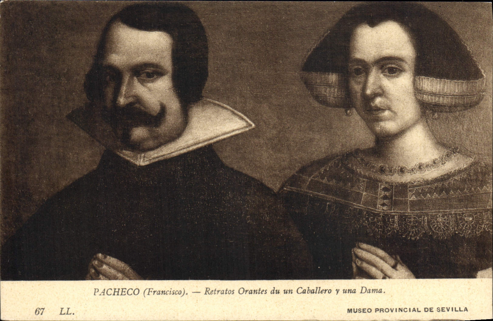 CPA Pacheco Retratos Orantes Du un Caballero Y Una Dama Museo Provincial De Sevilla