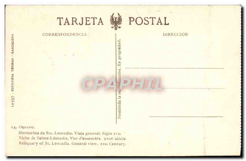 CPA Ochavo Hornacina De Sta Leocadia Vista Generale — Back