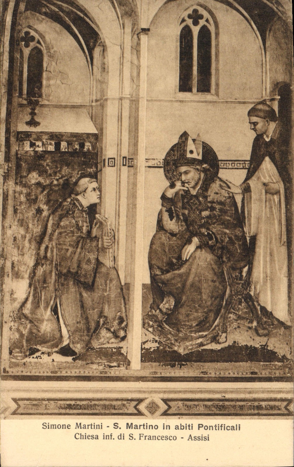 CPA Simone Martini S Martino in Abiti Pontificali Chiesa Inf Di S Francesco Assisi
