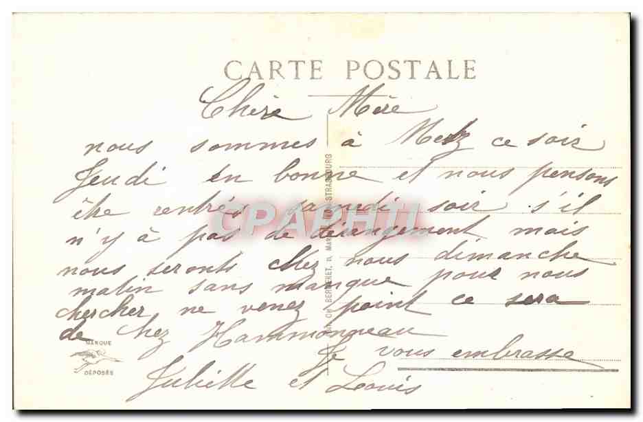 CPA Metz La Nouvelle Gare — Rückseite