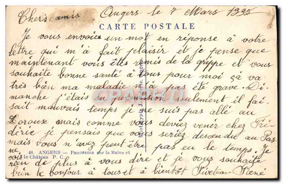 CPA Angers Panorama Sur La Maine Et Le Chateau — Rückseite