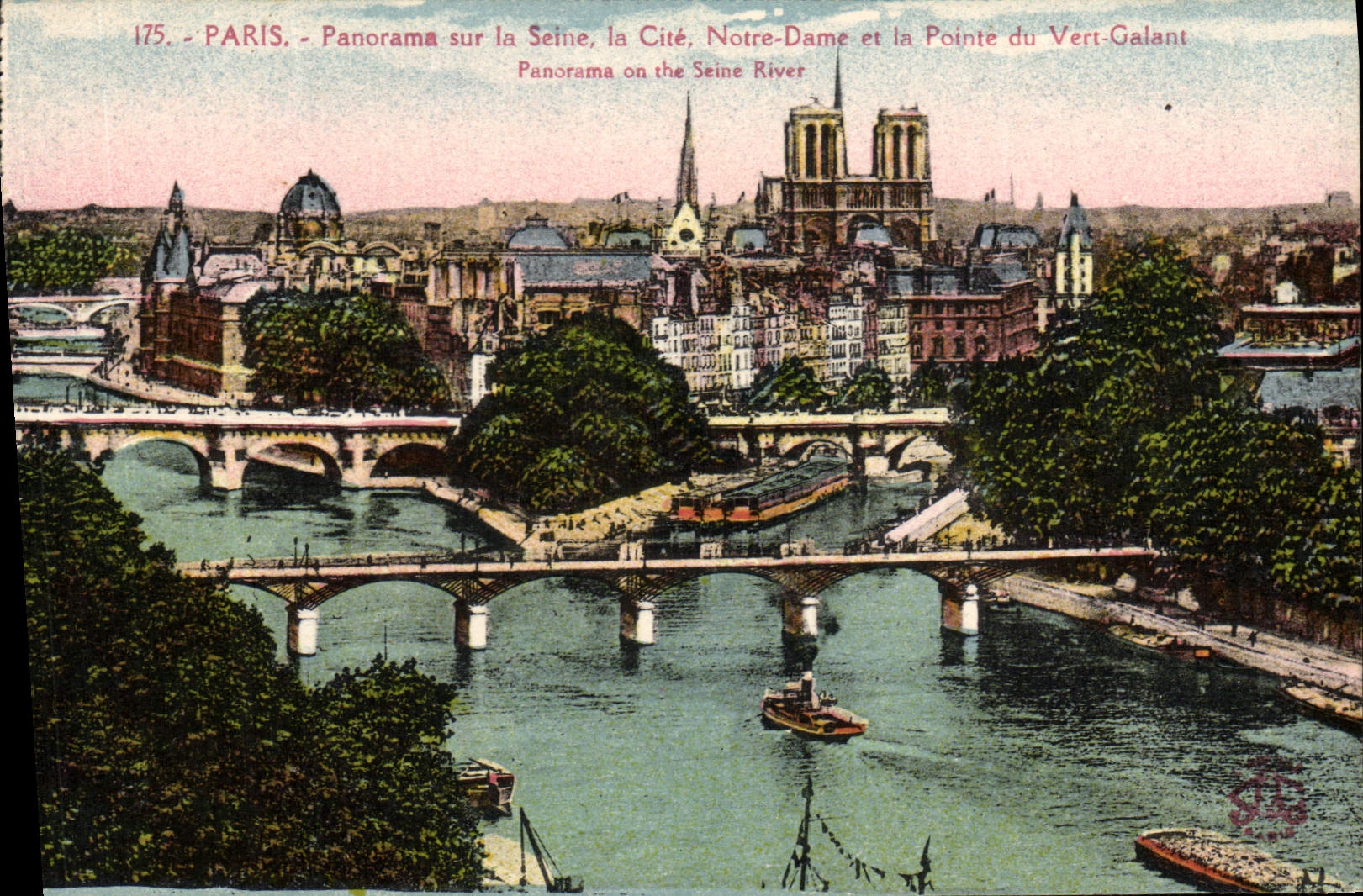 CPA Paris Panorama Sur La Seine La Cite Notre Dame Et La Porte Du Vert Galant