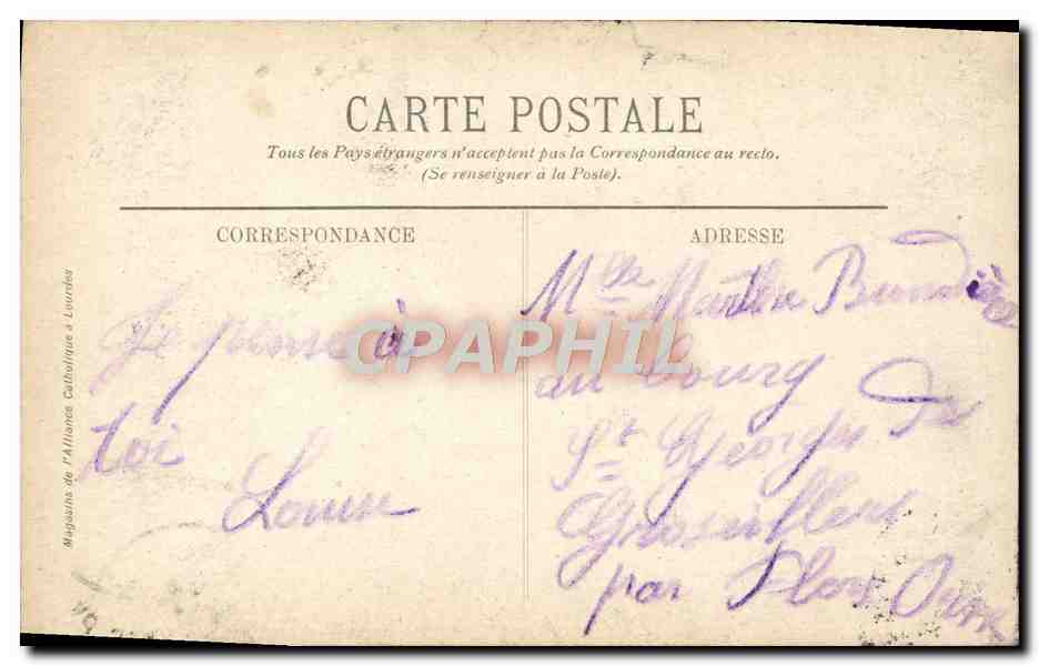 CPA Portrait Authentique De Bernadette Soubirous Lourdes  — Verso