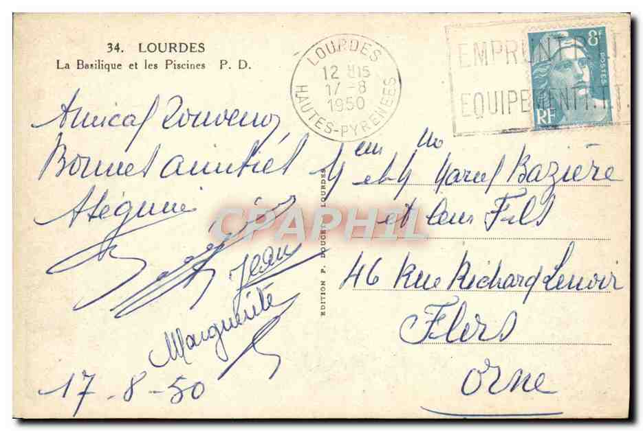 CPA Lourdes La Basilique Et Les Piscines — Verso