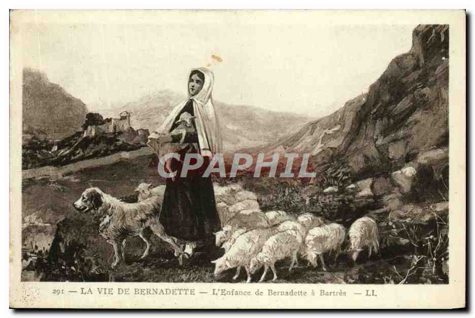 CPA La vie De Bernadette L'Enfance De Bernadette A Bartres Moutons Chiens 