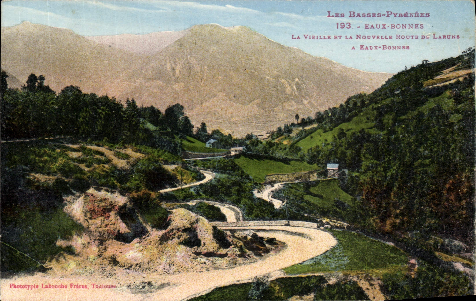 Die Basses-Pyrénées — Die Alte und Neue Route von Laruns nach Eaux-Bonnes — Phototypie Labouche Frères, Toulouse